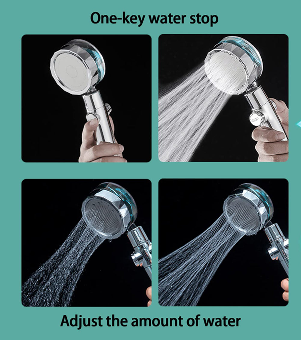 Pressurized Shower Head Turbine Shower Accessories One Piece Water Stop