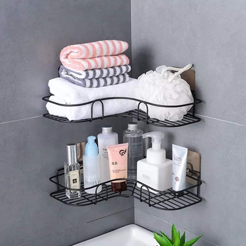 Metal Corner Rack for Bathroom & Kitchen – Wall-Mount Shelf Organizer for Shampoo & Storage | Space-Saving Bathroom Accessory