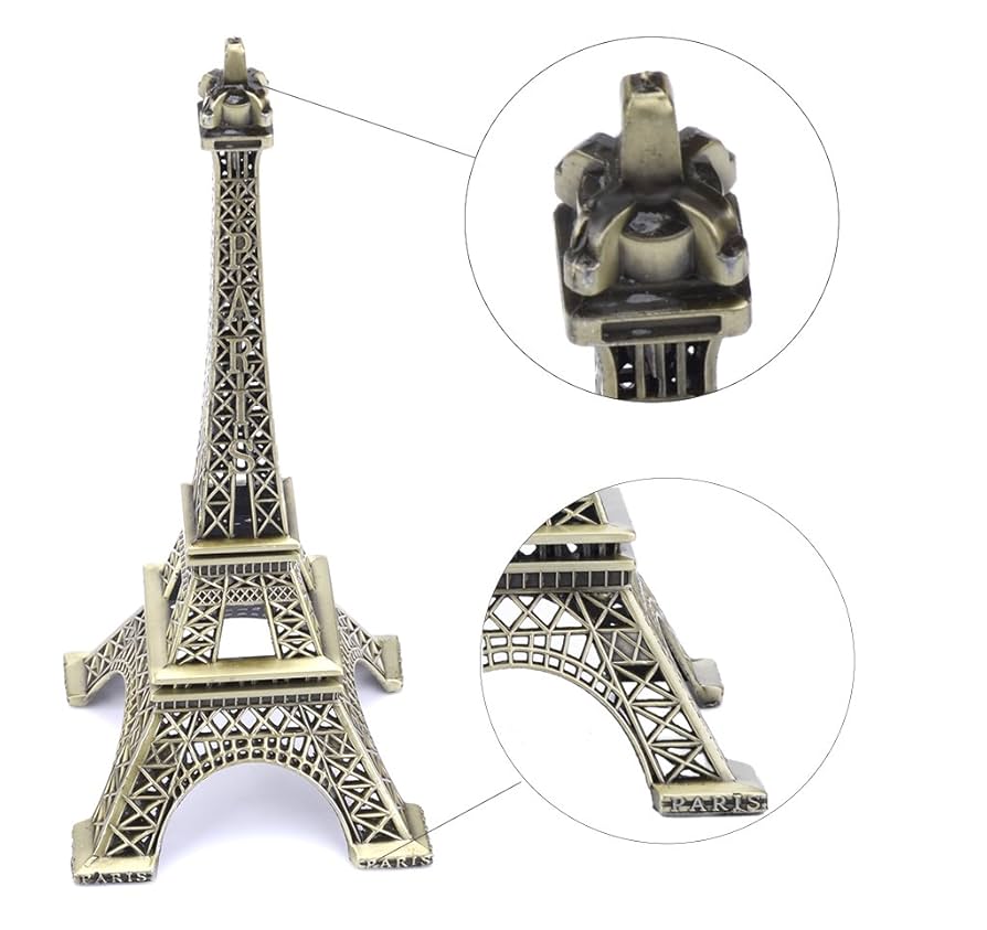 7-Inch Eiffel Tower Statue – Bronze Metal Paris Souvenir for Home, Office & Events