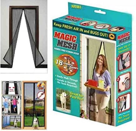 Hands-Free Retractable Magic Mesh Screen Door – Magnetic Closure, Easy to Install, Keeps Bugs Out