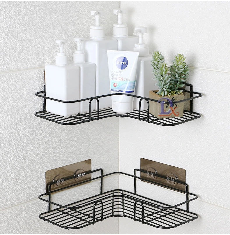 Metal Corner Rack for Bathroom & Kitchen – Wall-Mount Shelf Organizer for Shampoo & Storage | Space-Saving Bathroom Accessory