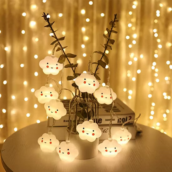 Smiley Cloud Plug-In LED Night Light – Cute & Soft Glow for Kids' Rooms