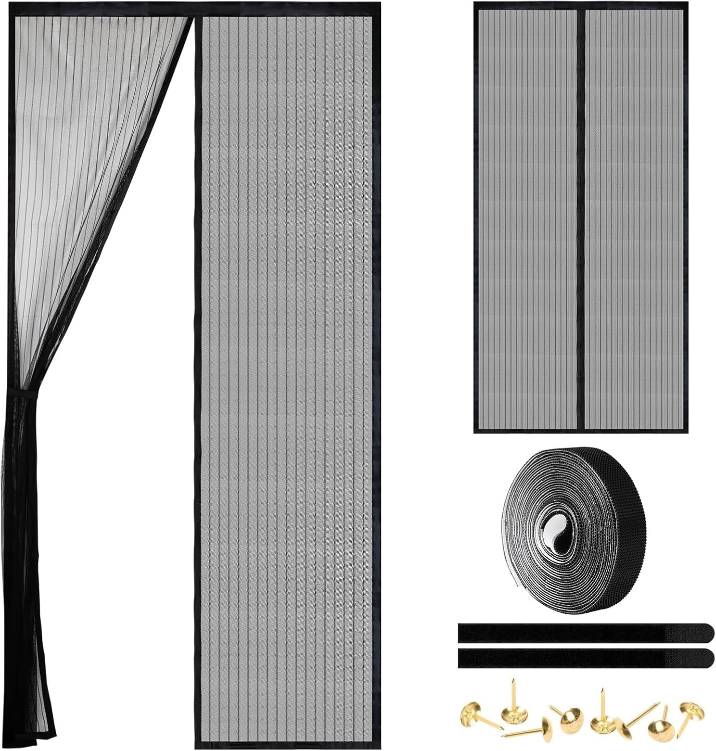 Hands-Free Retractable Magic Mesh Screen Door – Magnetic Closure, Easy to Install, Keeps Bugs Out