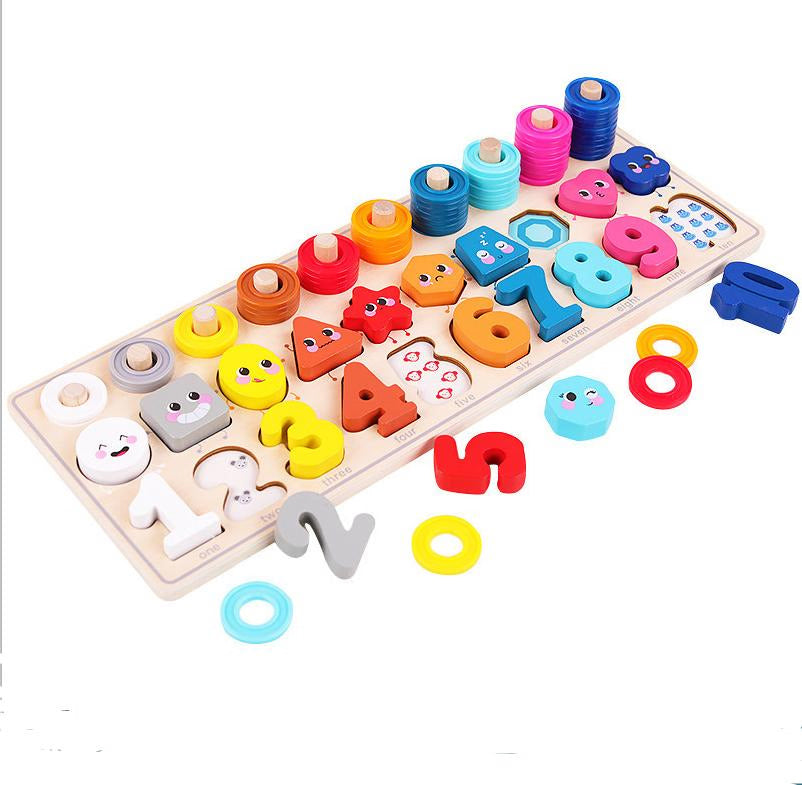 Wooden Puzzle Sorting Learning Board Toys | Abc, Numbers, Shapes, Abacus, Fish Picking Activity And Animals | Preschool Education Montessori Toys
