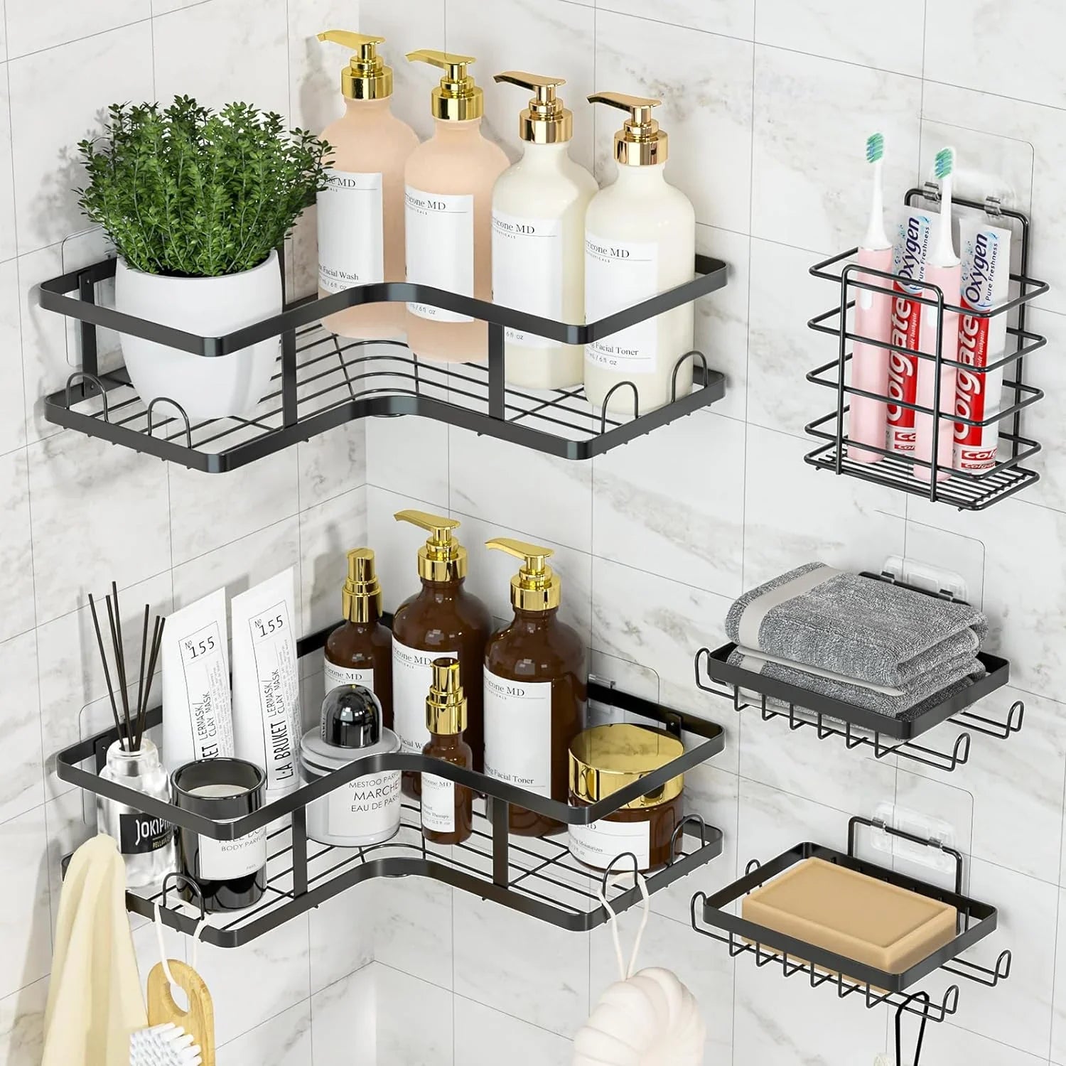Metal Corner Rack for Bathroom & Kitchen – Wall-Mount Shelf Organizer for Shampoo & Storage | Space-Saving Bathroom Accessory