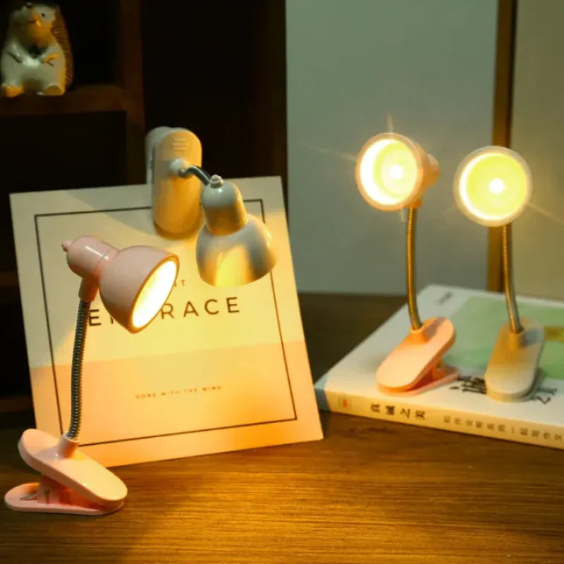 Mini LED Clamp Lamp – Portable USB Desk Light with Flexible Neck & Strong Clip | Eye-Friendly, Flicker-Free | Random Color