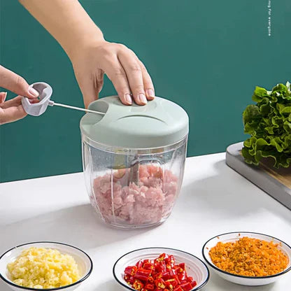 Hand Pulled Multipurpose Chopper & Cutter | Rope Pulled Chopper Multifunctional Meat Grinder, Vegetable Cutter (random Color)