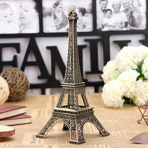 7-Inch Eiffel Tower Statue – Bronze Metal Paris Souvenir for Home, Office & Events
