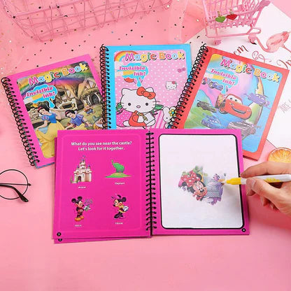 8 Pages Invisible Ink Magic Book With Pen (random Design )