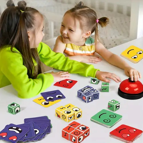 Fun Face Puzzle Cube Children Wooden Face Changing Cube Game