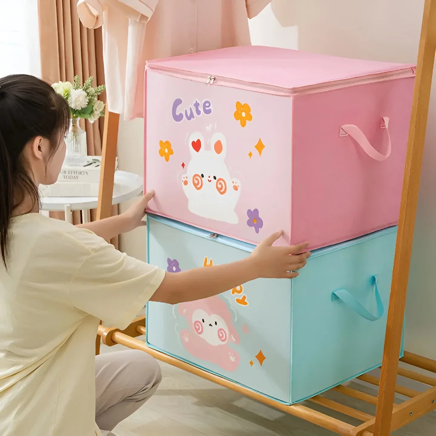 Lucky Teddy Bear Storage Bag – Clothes & Toy Organizer | Cartoon Animal Storage Box (random Design & Color)