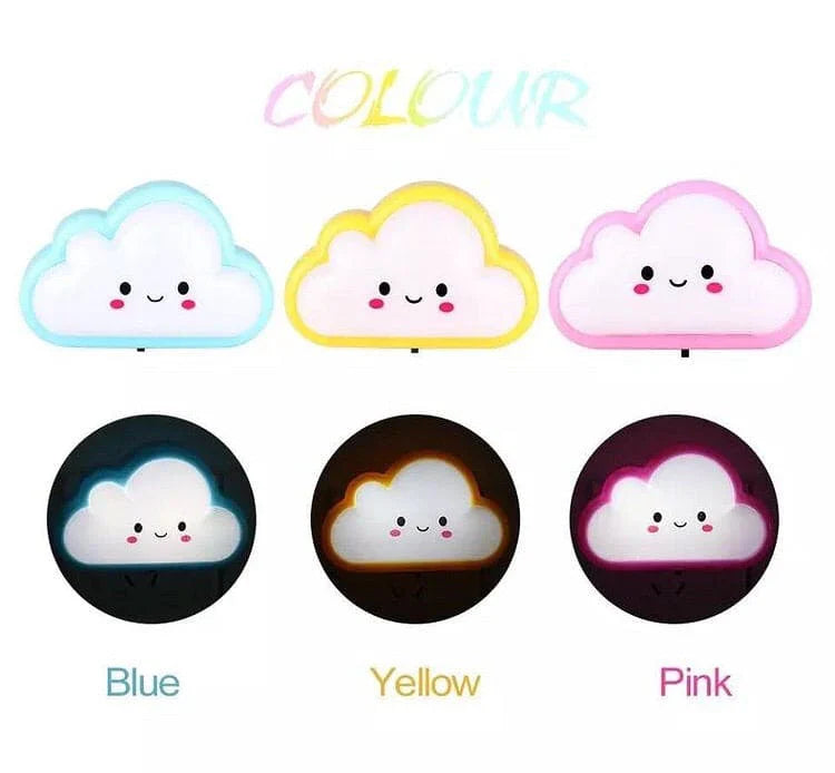 Smiley Cloud Plug-In LED Night Light – Cute & Soft Glow for Kids' Rooms