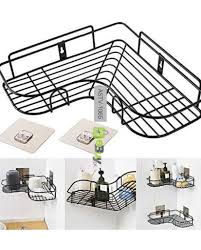 Metal Corner Rack for Bathroom & Kitchen – Wall-Mount Shelf Organizer for Shampoo & Storage | Space-Saving Bathroom Accessory