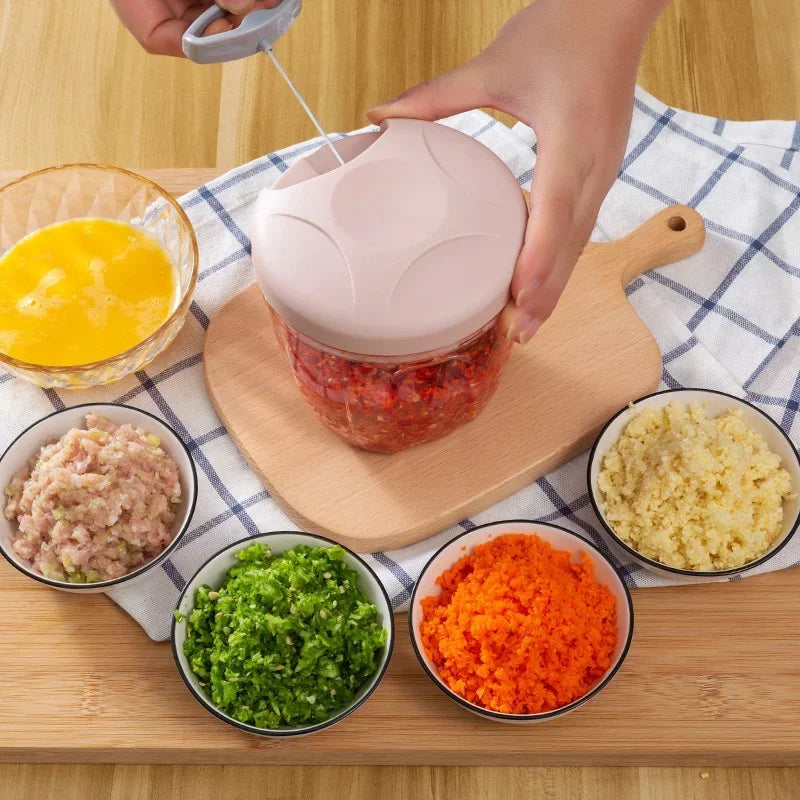 Hand Pulled Multipurpose Chopper & Cutter | Rope Pulled Chopper Multifunctional Meat Grinder, Vegetable Cutter (random Color)
