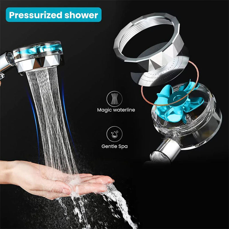 Pressurized Shower Head Turbine Shower Accessories One Piece Water Stop